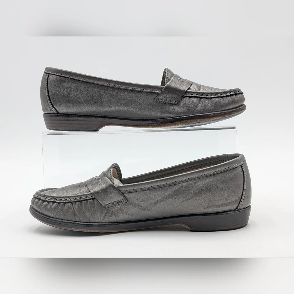 SAS Tripad Comfort Women's Sz 6M Charcoal Leather Loafers Tripad System Insoles - Picture 4 of 17